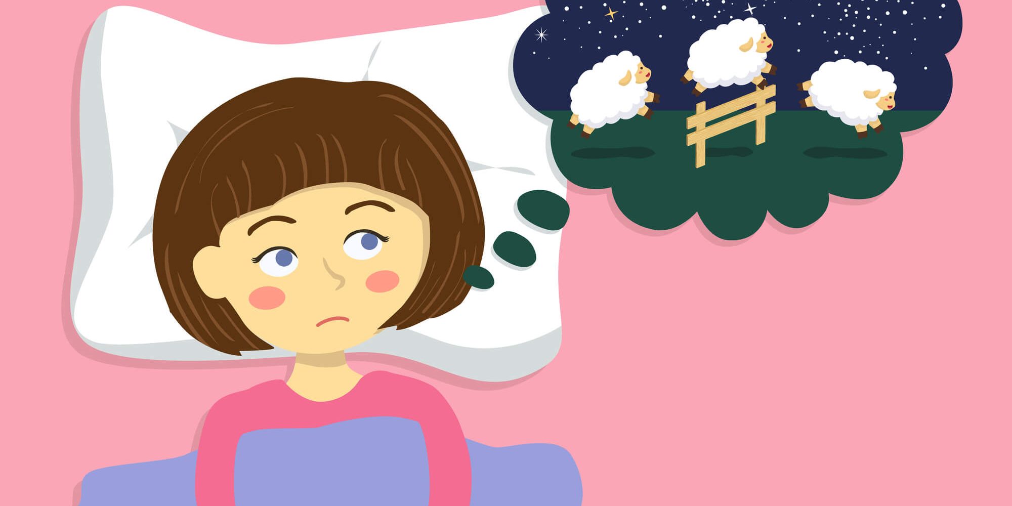 Girl counting sheep in mind