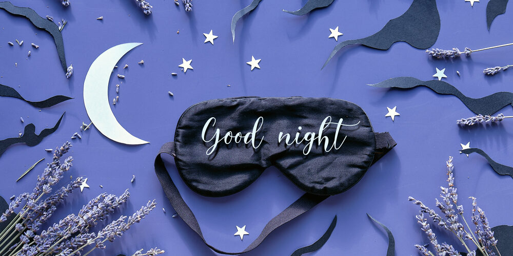 Sleep,Mask,With,Lavender,On,Dark,Blue,Color,Background,With Power of Aromatherapy for Sleep and Relaxation