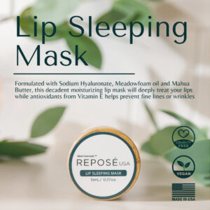 repose lip sleeping mask with it's benefits on background